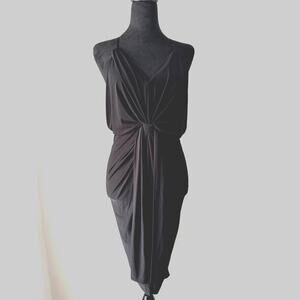 MISA Los Angeles Black Domino Draped Front Tie Dress Size XS